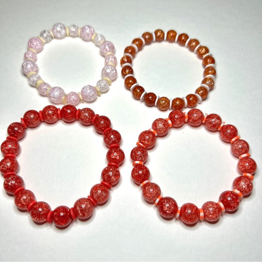Fragile collection. Made out of fragile glass beads and rubber slide dividors